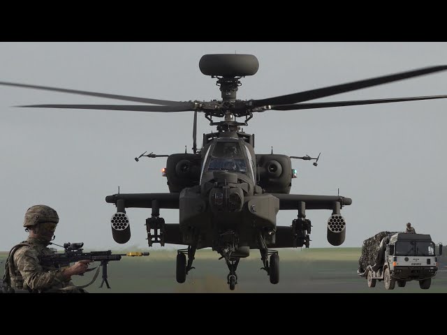 Attack helicopters land in road blocked by army 🪖 🚁 ⛽️