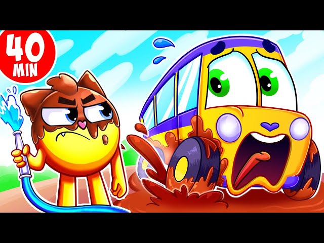 Baby Bus Loves Muddy Puddles! Time to Wash the Baby Car 🚗 Healthy Habits Kids Songs & Nursery Rhymes