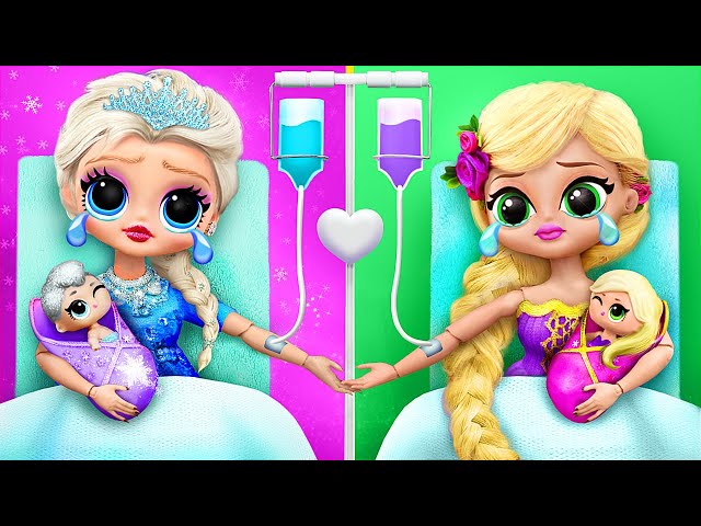 Rapunzel and Elsa in the Hospital! 30 LOL OMG DIYs