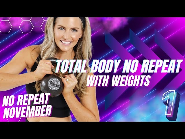 30 Minute AT HOME WEIGHTED WORKOUT Total Body No Repeat with Weights (NO REPEAT DAY #1)