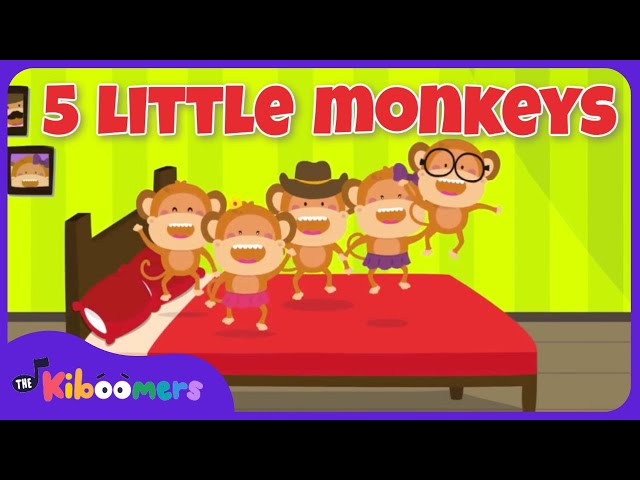 Five Little Monkeys Jumping on the Bed - The Kiboomers Preschool Songs - Counting Song