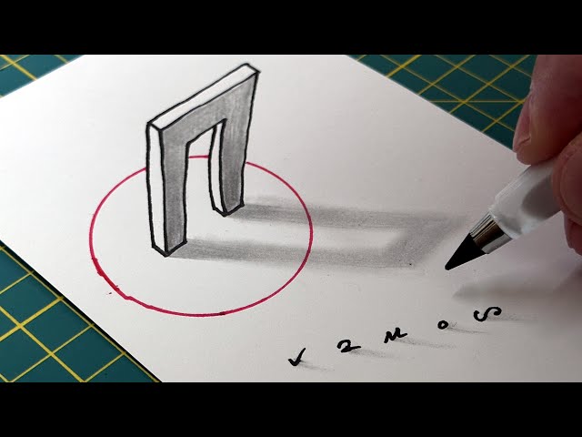 How To Draw A 3d Gate In A Circle - Easy Trick Art