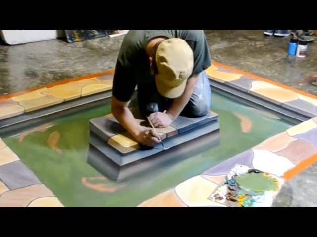 Trick Art on Canvas - Painting a Fish Pond