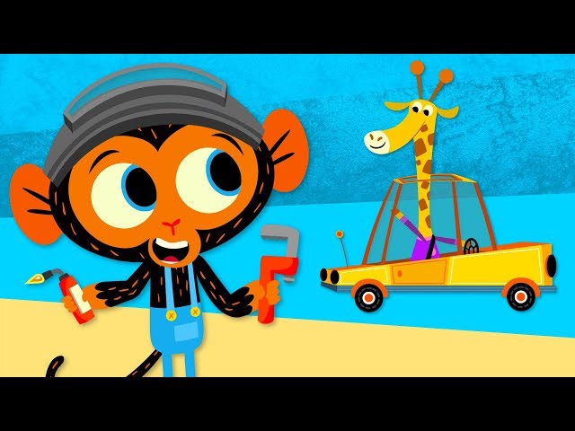 Mr. Monkey Fixes Mr. Giraffe's Car | Mr. Monkey, Monkey Mechanic | Full Episode