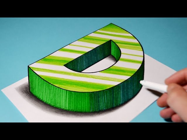 How to Draw 3D Letter D / Trick Art Video For Kids / Anamorphic Illusion