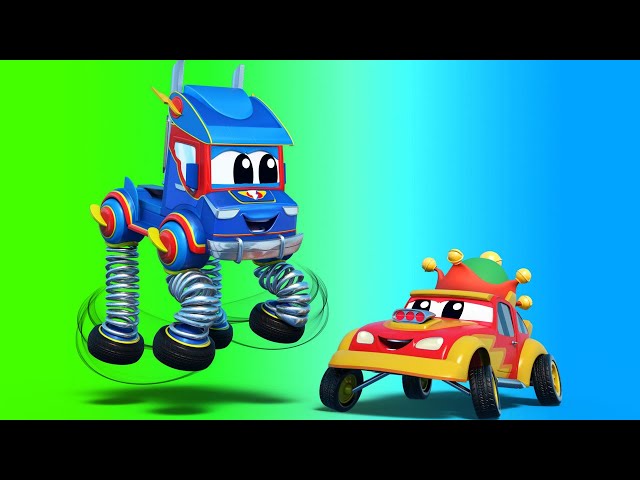 Truck videos for kids -  SPRING TRUCK saves the CURSED City! - Super Truck in Car City!