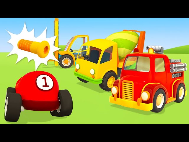 NEW episode. The cement mixer, the loader, the fire truck for kids. Helper Cars cartoons for kids.
