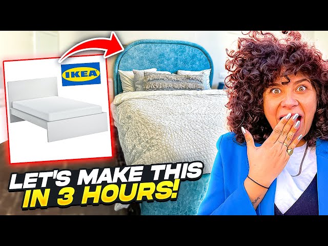 CRAZY DIY IKEA HACK! AFFORDABLE BED & HEADBOARD TUTORIAL