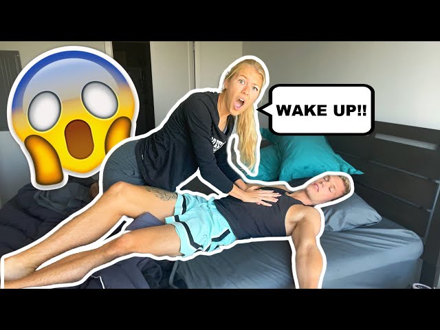 NOT WAKING UP PRANK ON GIRLFRIEND!! *Cute Reaction*