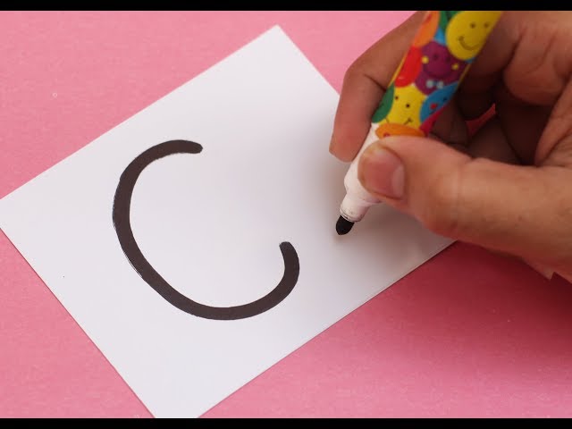 How to turn Letter "C" into a Cartoon CANDY CANE ! Fun with Alphabets Drawing for kids