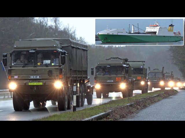 British Army trucks and ambulances convoy for overseas NATO exercise 🪖