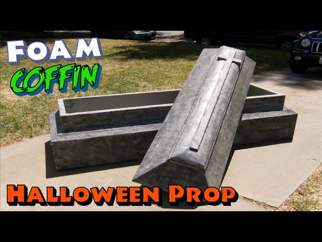 DIY Halloween Coffin Prop - Sculpting A Foam Crypt Coffin Halloween Decoration