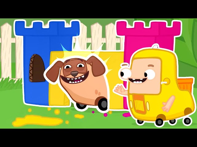 How to look after a puppy? The Wheelzy Family cartoon for kids with baby trucks for kids