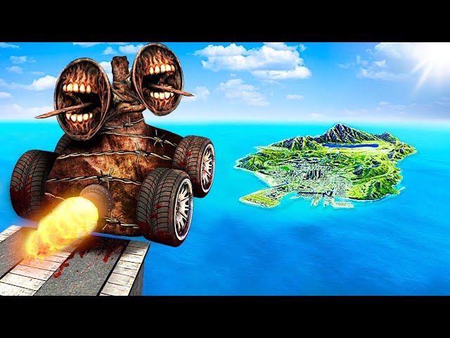 Jumping SIREN HEAD CARS Across The Map In GTA 5.. (Mods)