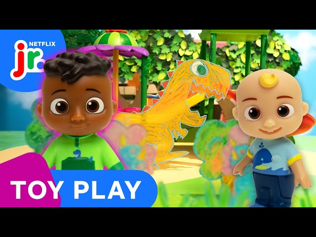 JJ's Dinosaur Playground Safari! 🦖 CoComelon Lane Toy Play | Netflix Jr
