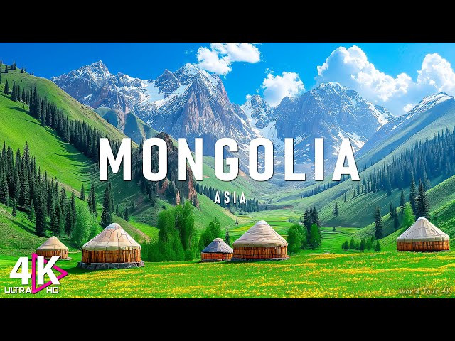 FLYING OVER MONGOLIA - Amazing Beautiful Nature Scenery & Relaxing Music | 4K Video Ultra HD
