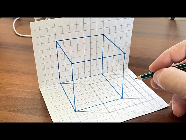 How to Draw a Wireframe Cube - 3D Trick Art on Graph Paper