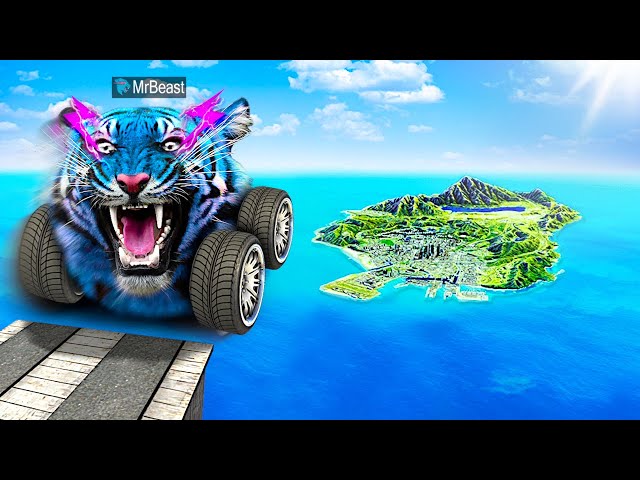 Jumping YOUTUBER CARS Across ENTIRE MAP In GTA 5.. (Mods)