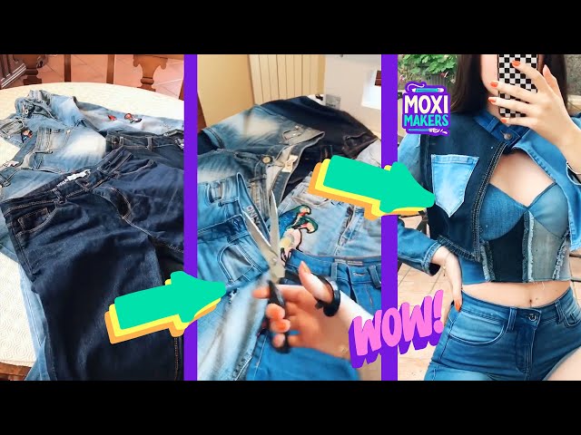 She Destroyed ALL Her Jeans To Make This Outfit | MOXI MAKERS