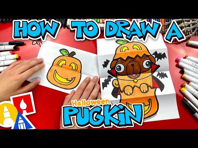 How To Draw A Cute Pug In A Pumpkin - A Pugkin!