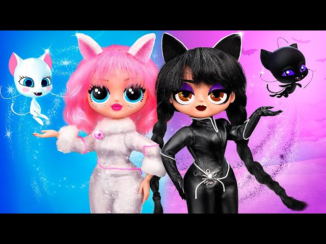 Wednesday Addams and Enid - Super Cats Adventures! 30 DIYs for LOL OMG