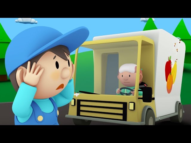 Carl's Car Wash | Carl Cleans a Fruit Truck, a Police Car and a Garbage Truck | Cartoon for kids