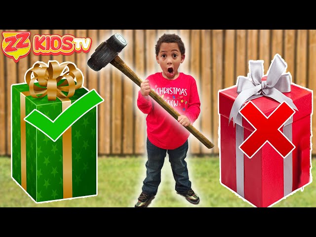Don't SMASH The Wrong Gift Challenge! Grinch vs ZZ Kids TV