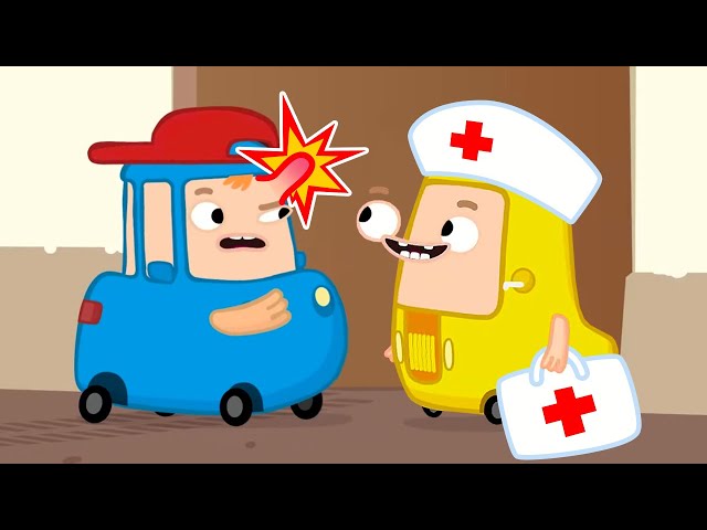 The blue toy car needs help! Cars for kids pretend to play doctor. Baby cartoons for kids