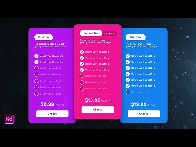 Design a Pricing Table in Adobe XD (Part 1)
