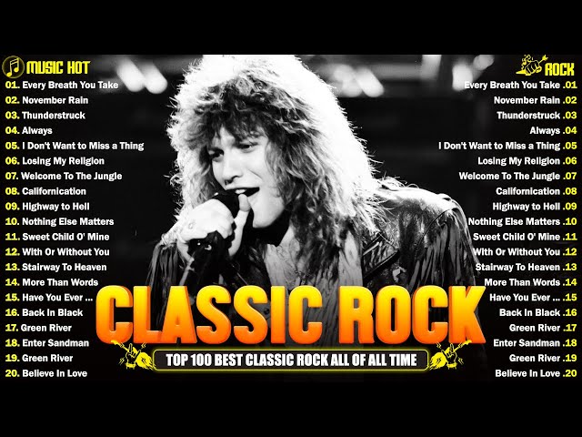 Guns N' Roses, Bon Jovi, Pink Floyd, The Police, Aerosmith💥Classic Rock Songs Full Album 70s 80s 90s