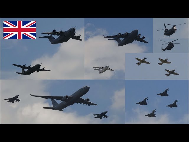 Large number of military aircraft fly over London during Trooping The Colour 2017
