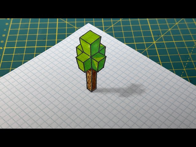 How To Draw A Minecraft Tree - Easy Trick Art On Graph Paper