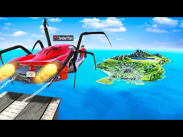Jumping SUPERHERO CARS Across ENTIRE MAP In GTA 5.. (Mods)