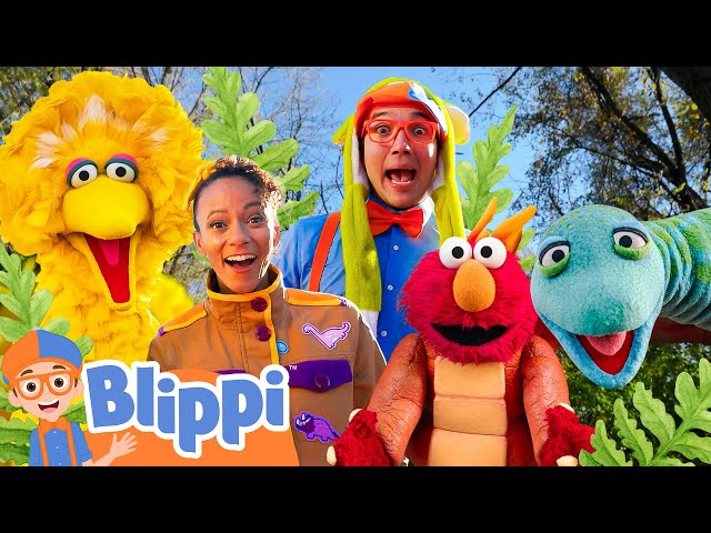 Do The Dino Stomp With Elmo, Big Bird, and Meekah! | Blippi Songs 🎶| Educational Songs For Kids