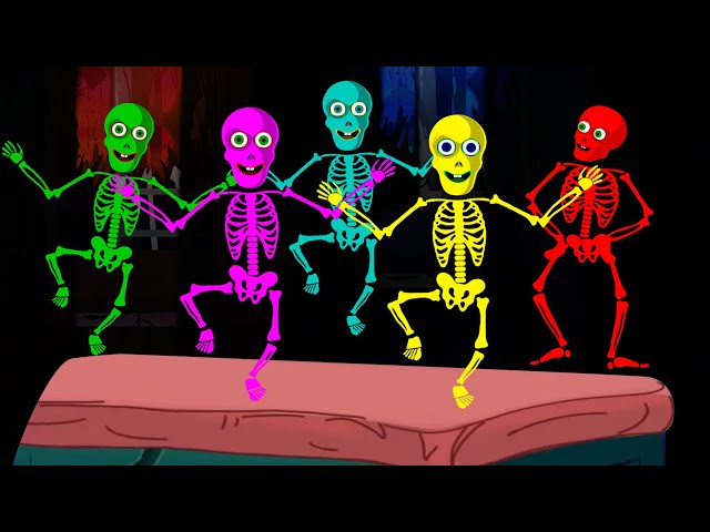 Skeleton Family Dancing on Halloween Night | Scary Kids Songs | HooplaKidz