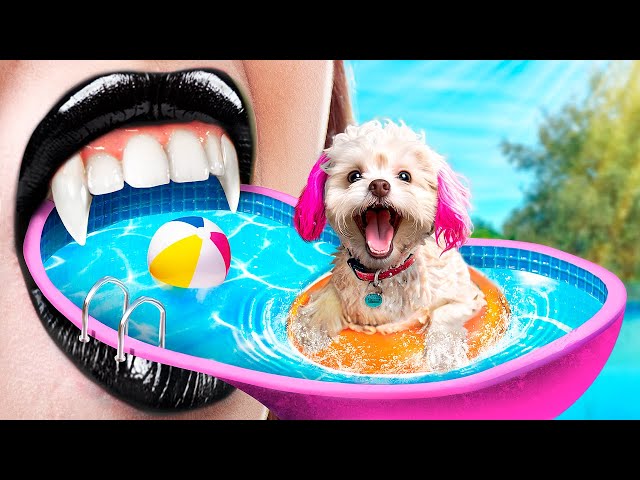 We Build a Water Park at Home for Pets! I Became a Vampire!