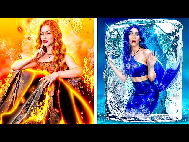 Mermaid on Fire vs Icy Mermaid! Hot vs Cold Challenge