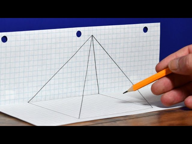 How to Draw a 3D Pyramid on Graph Paper / Easy Trick Art For Beginners