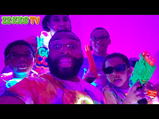 Glow In The Dark Hide and Seek Nerf Challenge with Zontay Family