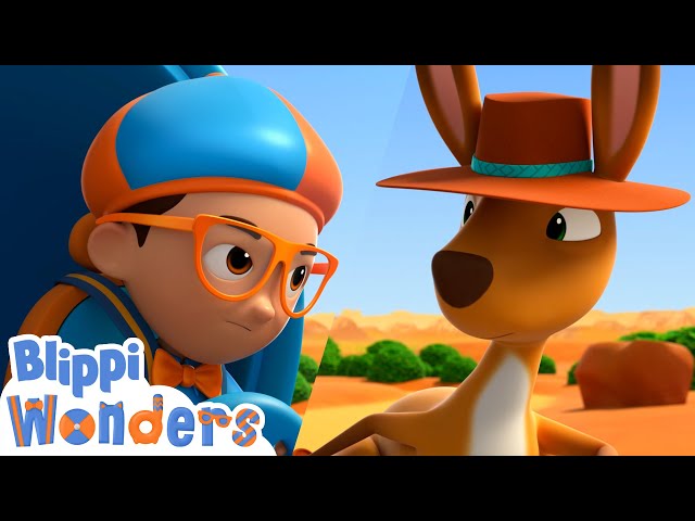 Blippi Wonders - Australian Kangaroo Race! | Blippi Animated Series | Cartoons For Kids