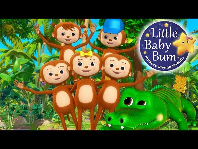 Five Little Monkeys Swinging | Nursery Rhymes for Babies by LittleBabyBum - ABCs and 123s