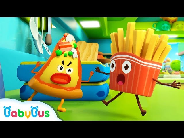French Fries vs Naughty Pizza | Ice Cream, Learn Colors | Kids Songs | Kids Cartoon | BabyBus