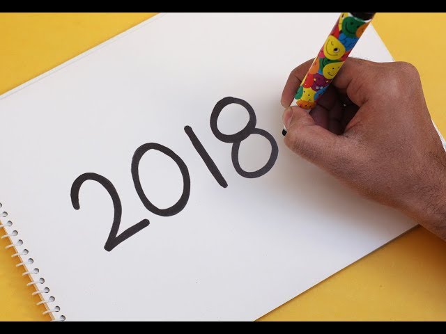 How to turn 2018 into a Cartoon NEW YEAR ART ! Fun with Number Drawing for kids
