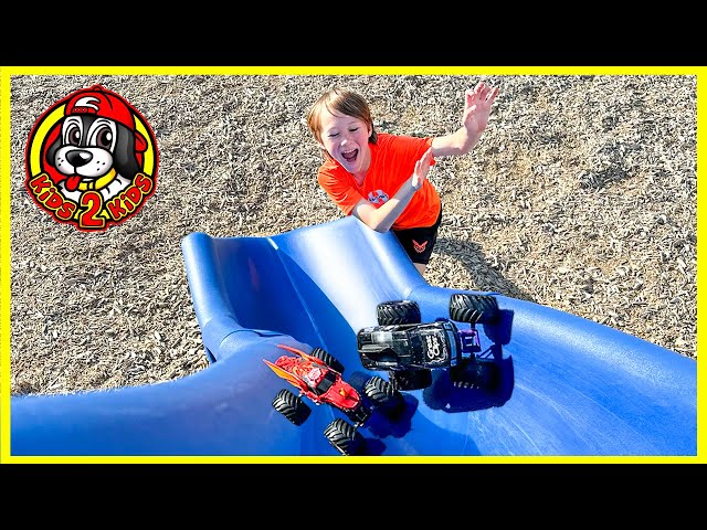 MONSTER TRUCKS PLAY AT THE PARK 🛝 Our FUNNIEST Compilation 😂