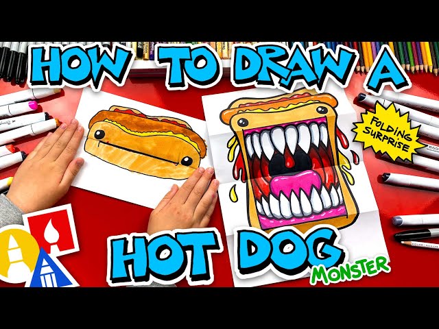 How To Draw A Hot Dog Monster - Folding Surprise