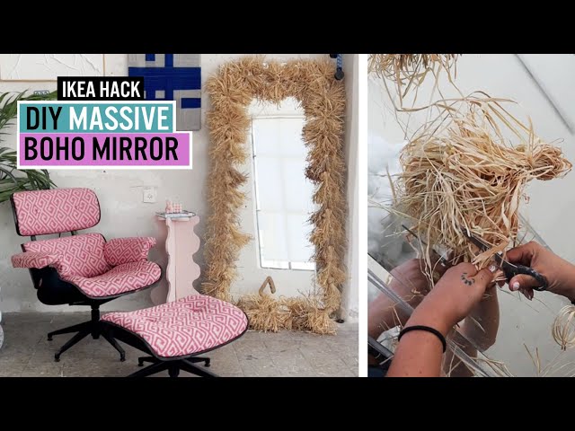 IKEA HACK: DIY RAFIA MIRROR // boho room decor