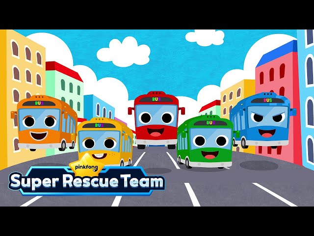 Five Little Buses Jumping On The Road | Bus Song |Pinkfong Super Rescue Team - Kids Songs & Cartoons