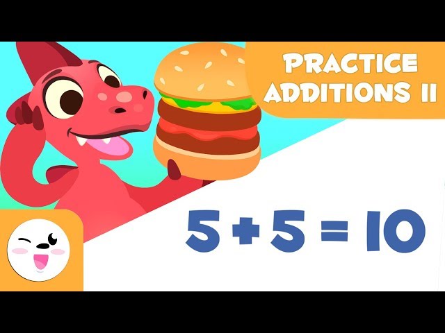 Addition exercises for kids - Learn to add with Dino with burgers - Mathematics for kids