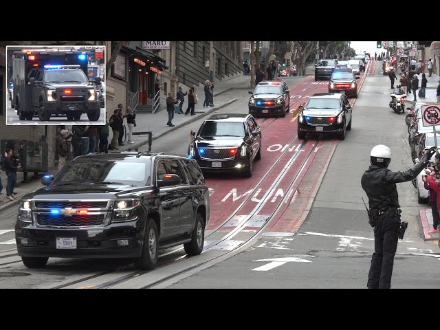 President Biden and Harris' motorcades fill the streets of hilly San Francisco 🇺🇸 🚔