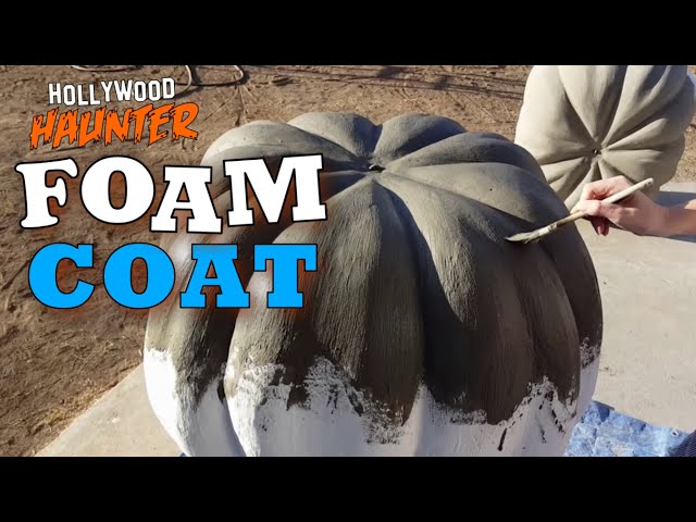 HARD COATING STYROFOAM! Cheap Way To Make Foam Props Strong (Big Halloween Pumpkins)